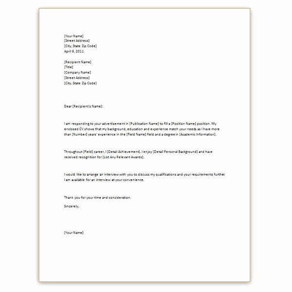 Simple Cover Letter Sample Unique 3 Free Cv Cover Letter Templates for Microsoft Word
