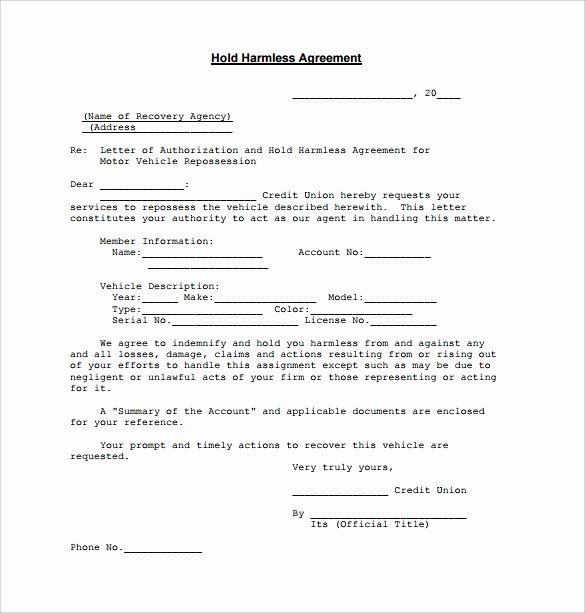 Simple Hold Harmless Agreement Lovely Hold Harmless Agreement 11 Download Documents In Pdf