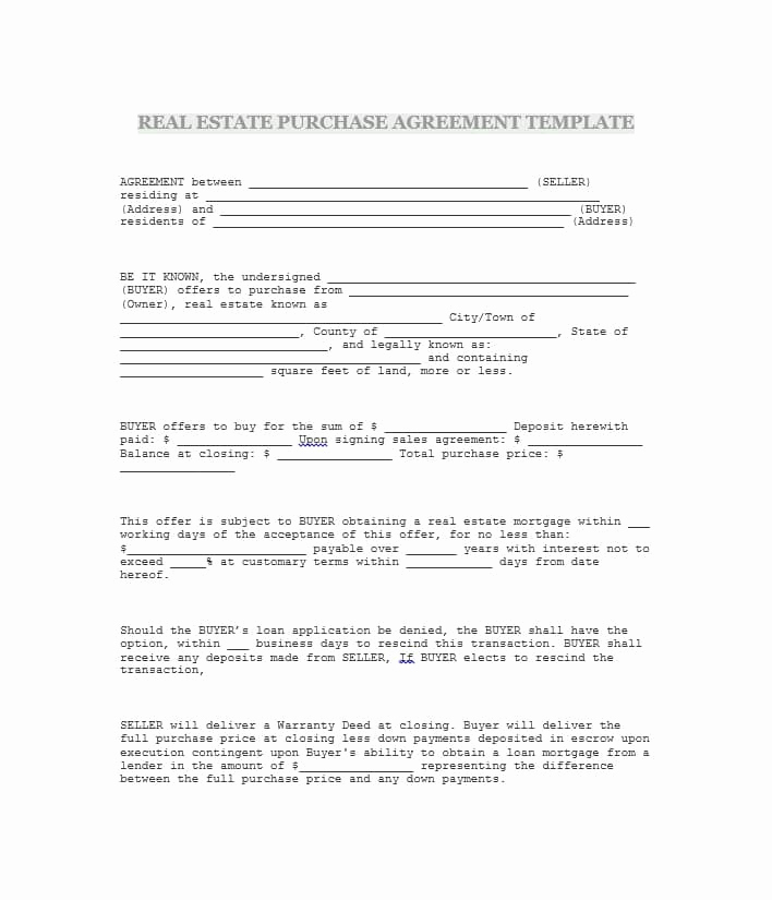 Simple Home Purchase Agreement Elegant 37 Simple Purchase Agreement Templates [real Estate Business]