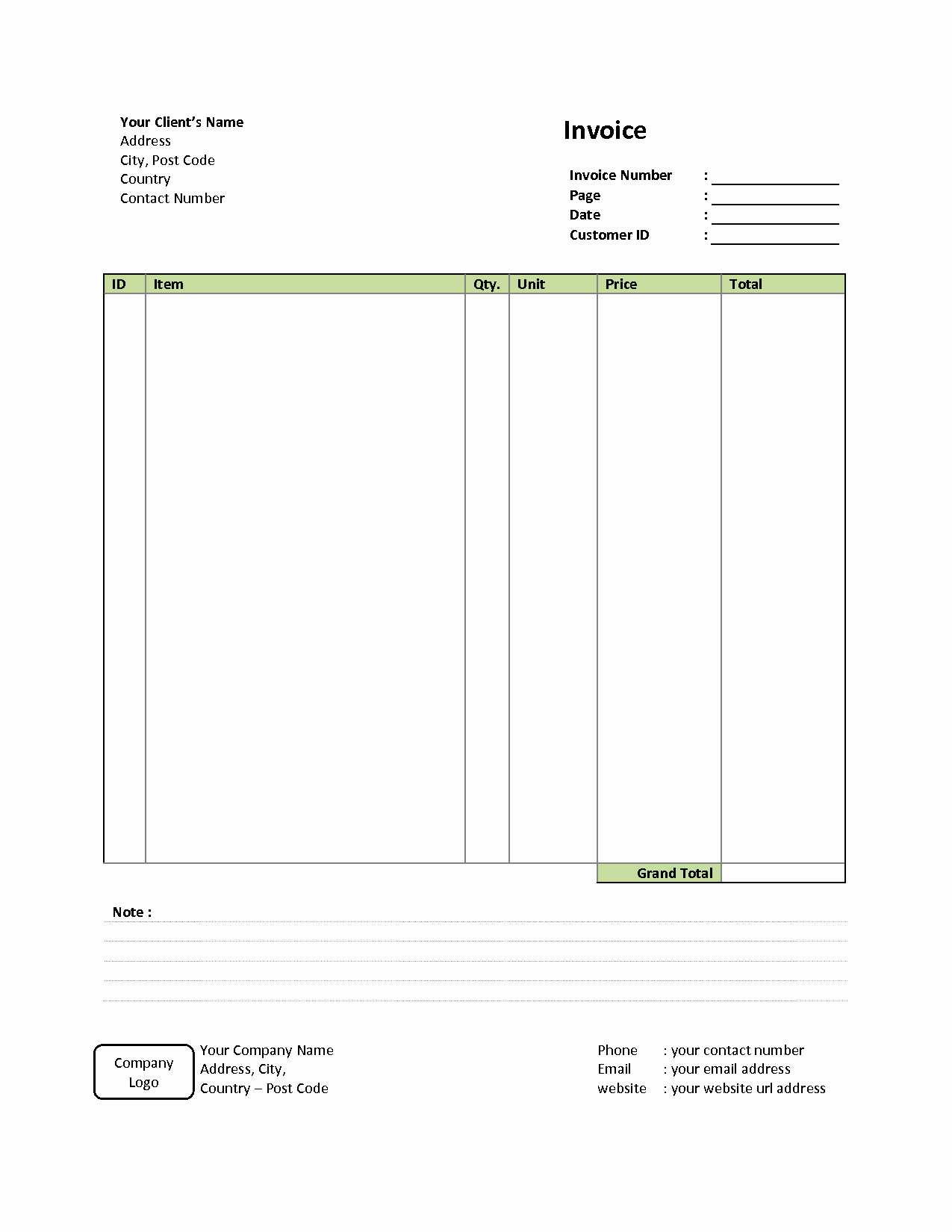 Simple Invoice Template Excel Beautiful Simple Invoice form