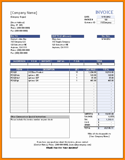 Simple Invoice Template Excel Luxury 6 Editable Invoice Template Excel