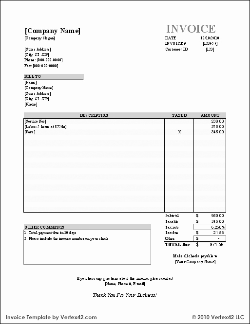 Simple Invoice Template Excel Unique Free Invoice Template for Excel