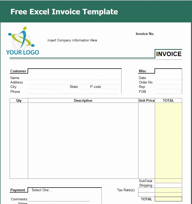 Simple Invoice Template Excel Unique Invoice Template Excel Free