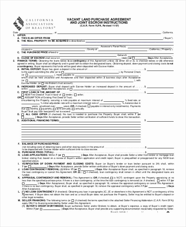 Simple Land Purchase Agreement form Beautiful 7 Land Purchase Agreement form Samples Free Sample