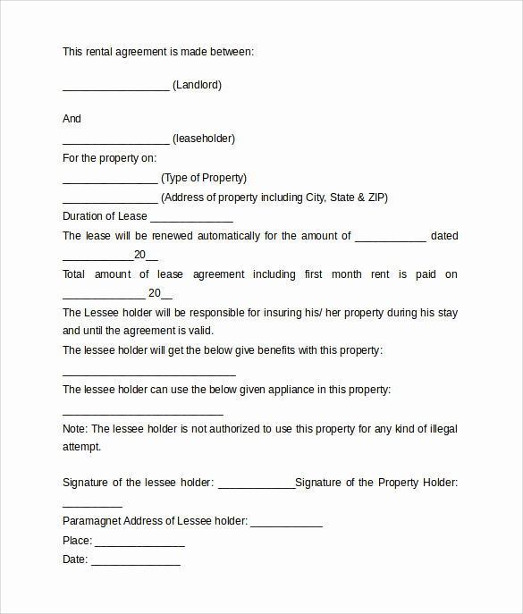 Simple Lease Agreement Pdf Beautiful Sample Rental Agreement Letter Template 12 Free