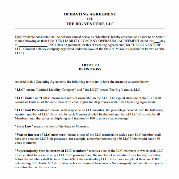 Simple Llc Operating Agreement Lovely 10 Sample Operating Agreements – Pdf Word