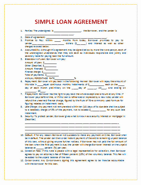 Simple Loan Agreement Pdf Elegant 45 Loan Agreement Templates &amp; Samples Write Perfect