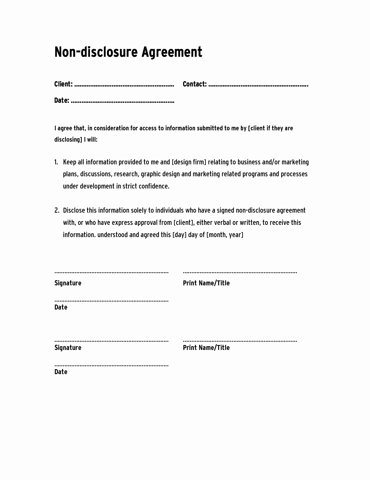 Simple Non Disclosure Agreement Fresh Non Disclosure Agreement Template Confidentiality