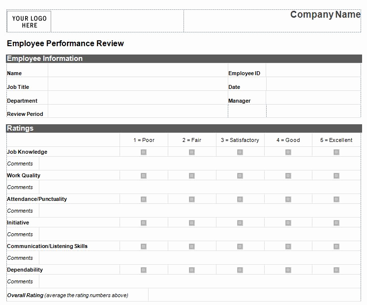 Simple Performance Review Template Inspirational Employee Performance Review Template