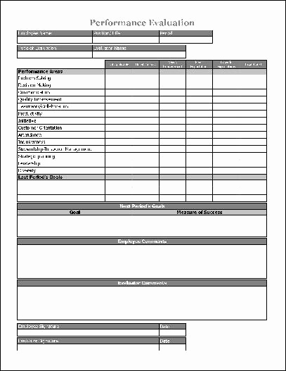 Simple Performance Review Template Inspirational Free Easy Copy Simple Performance Evaluation From formville
