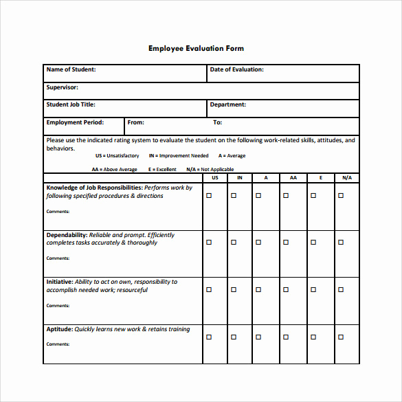Simple Performance Review Template Luxury Employee Evaluation form 21 Download Free Documents In Pdf
