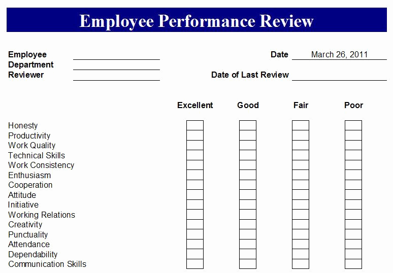 Simple Performance Review Template Unique Free Employee Evaluation forms Printable Google Search
