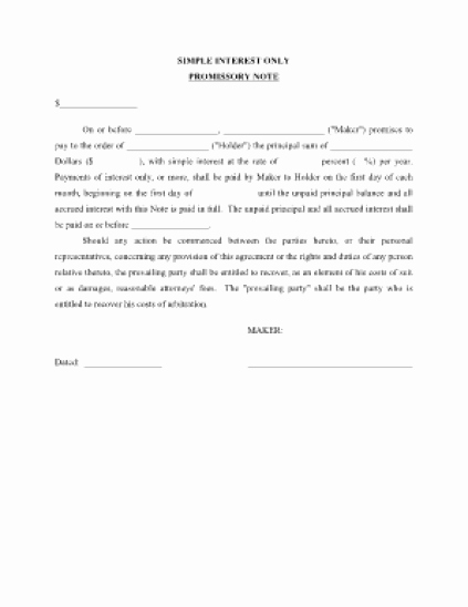 Simple Promissory Note No Interest Awesome 6 Promissory Note Templates Excel Pdf formats