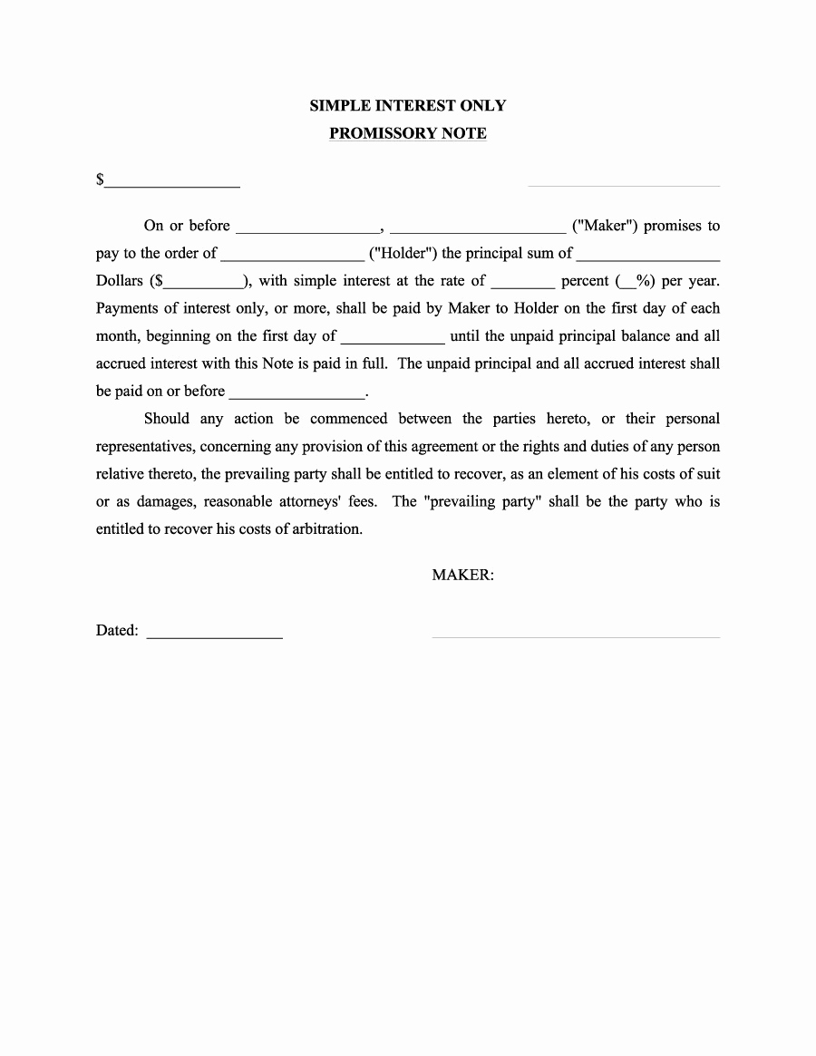 Simple Promissory Note No Interest Best Of 45 Free Promissory Note Templates &amp; forms [word &amp; Pdf]