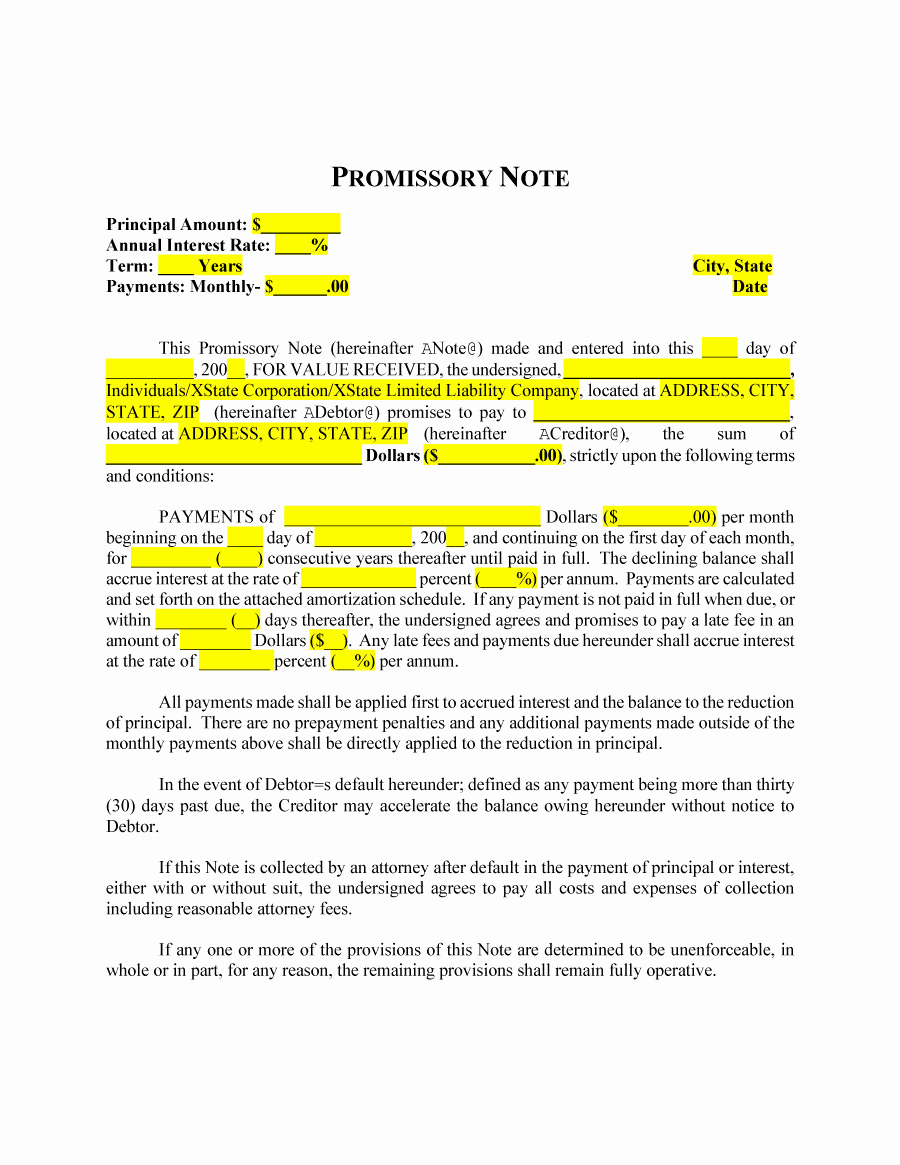 Simple Promissory Note No Interest Inspirational 45 Free Promissory Note Templates &amp; forms [word &amp; Pdf]