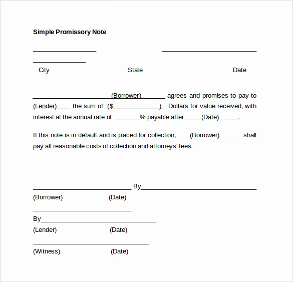 Simple Promissory Note No Interest New 11 Sample Promissory Notes
