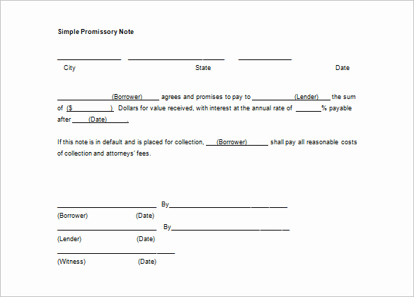 Simple Promissory Note Sample New 35 Promissory Note Templates Doc Pdf