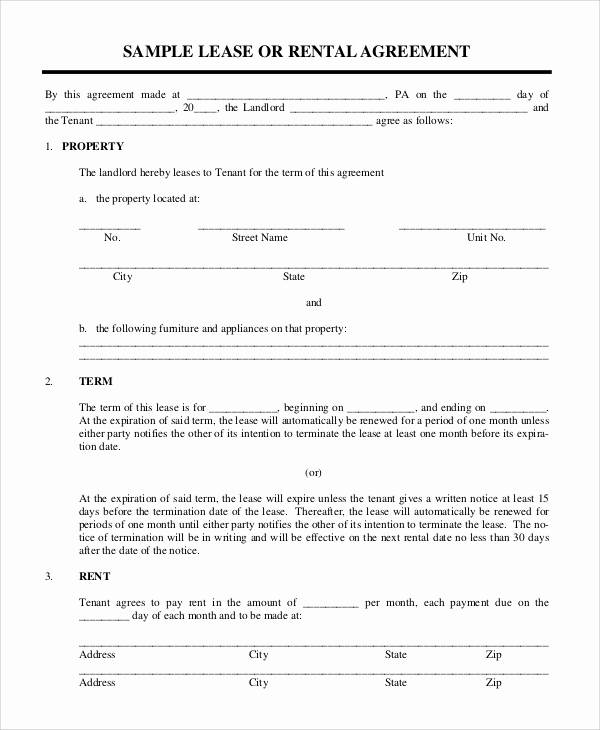 Simple Rental Agreement Pdf Lovely Simple Lease Agreement 9 Examples In Pdf Word
