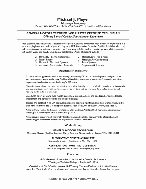 Small Business Owner Resume Lovely Auto Mechanic and Small Business Owner Resume