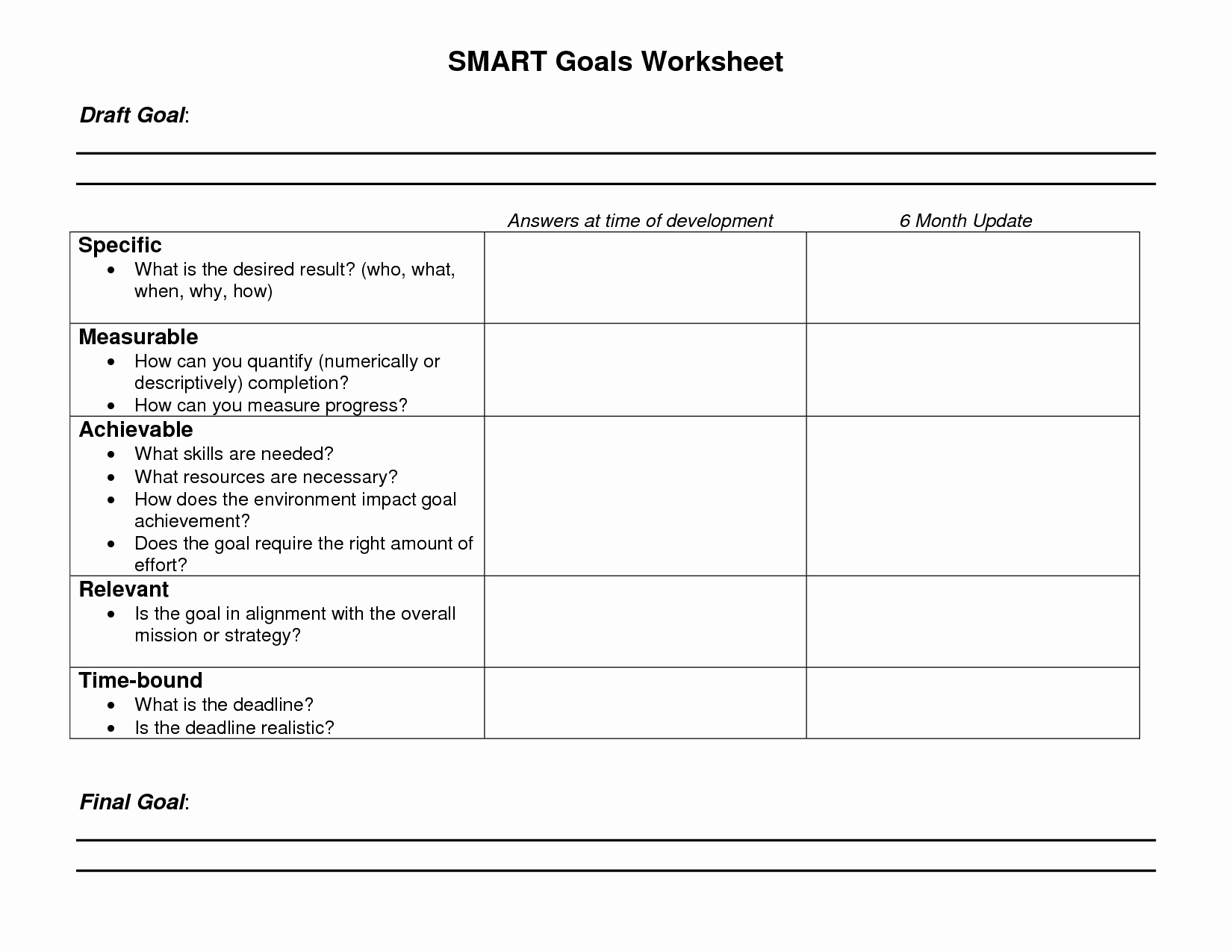 Smart Goals Worksheet Pdf Best Of 8 Best Of Blank Printable Goals Template Smart