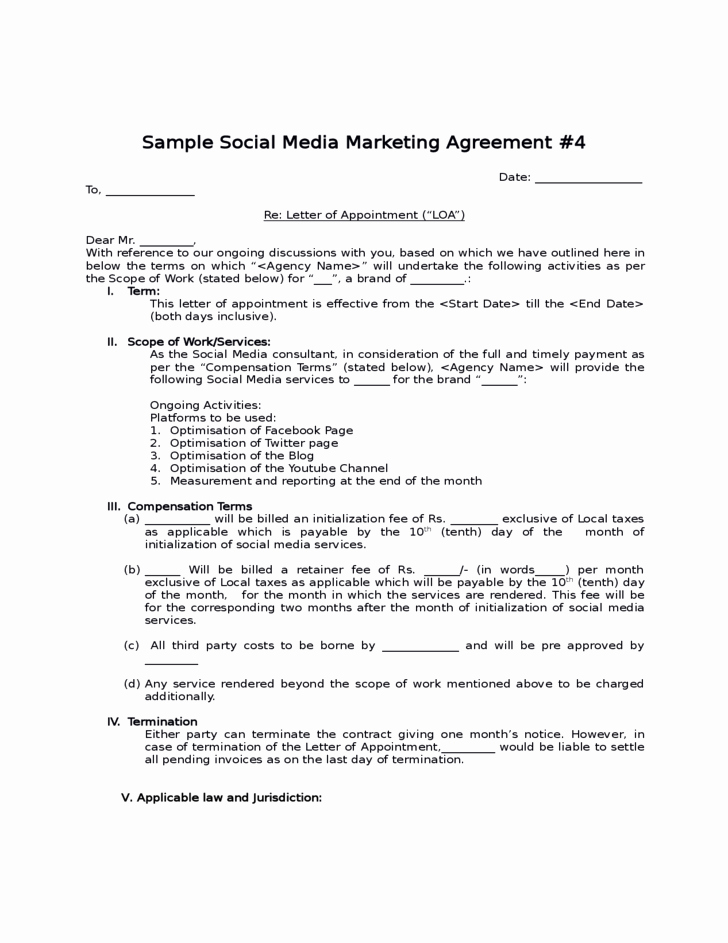 social media contract templates