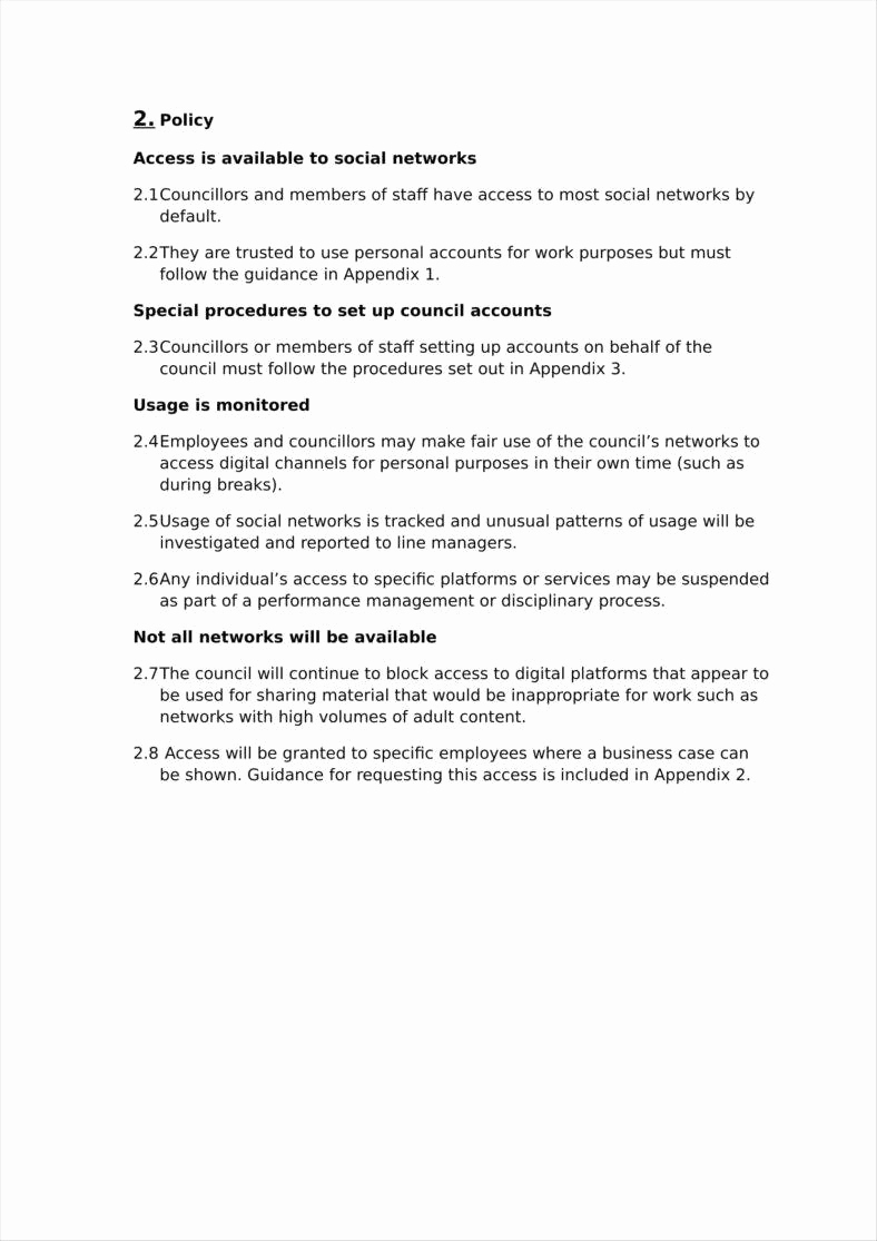 Social Media Policy Template Best Of 9 Business Policy Templates Free Word Pdf format