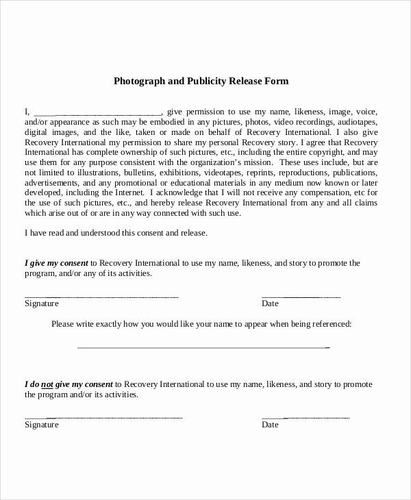 Social Media Release form New 8 Sample Publicity Release forms