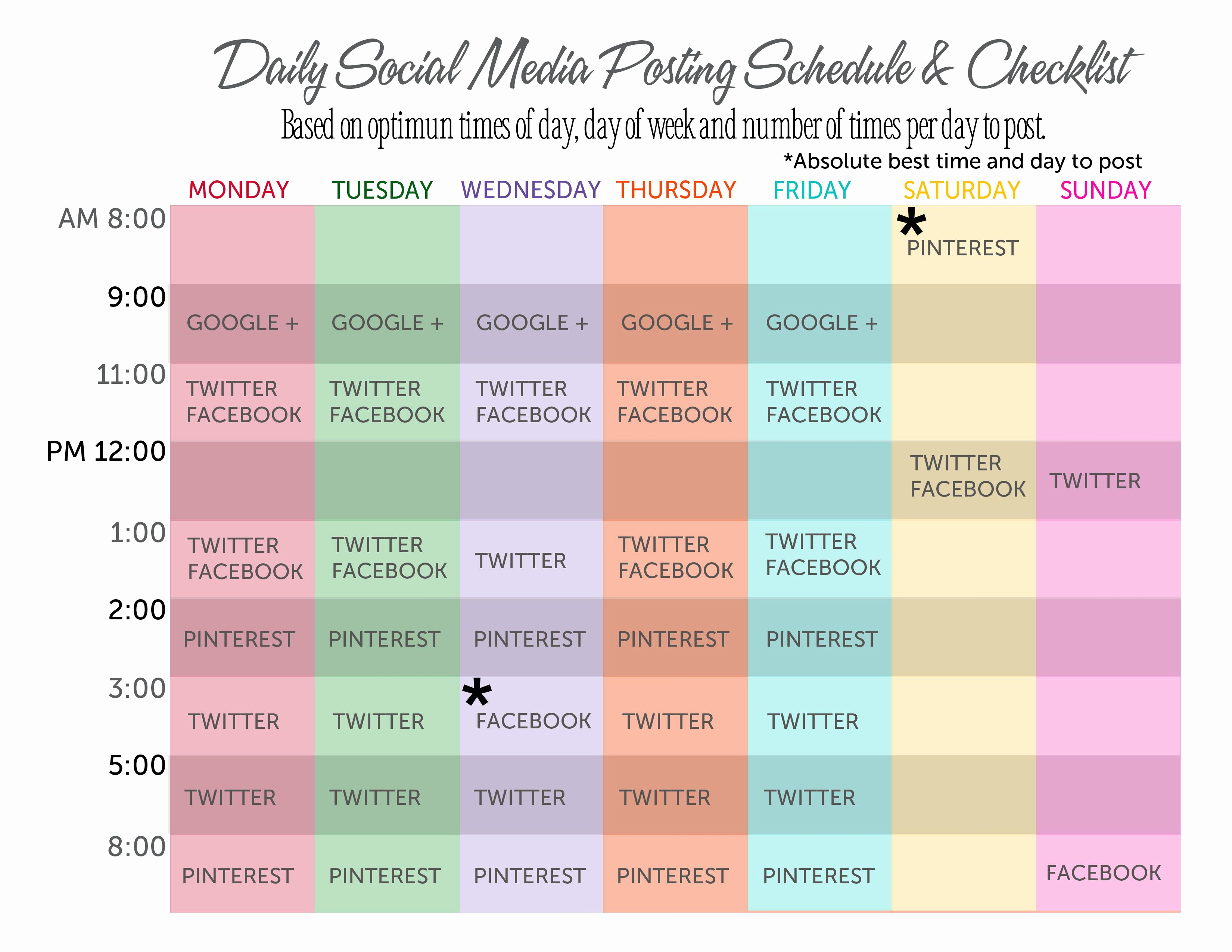 Social Media Schedule Template New social Media Posting Schedule