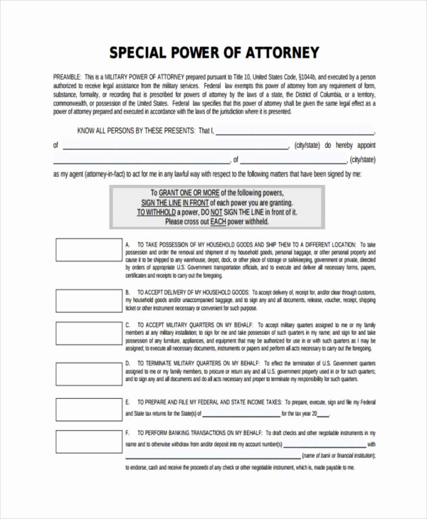 Special Power Of attorney form Awesome Power Of attorney forms In Pdf