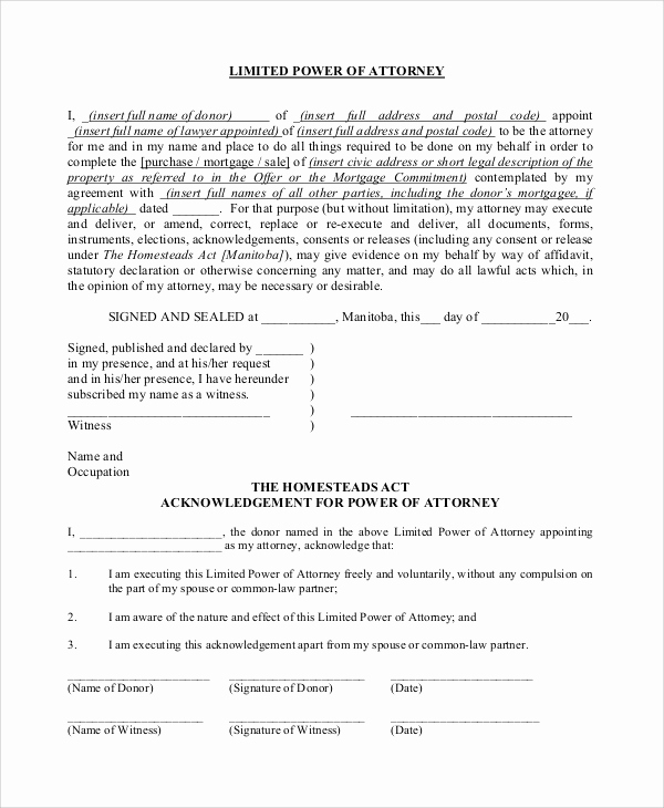 Special Power Of attorney form New 10 Sample Limited Power Of attorney forms