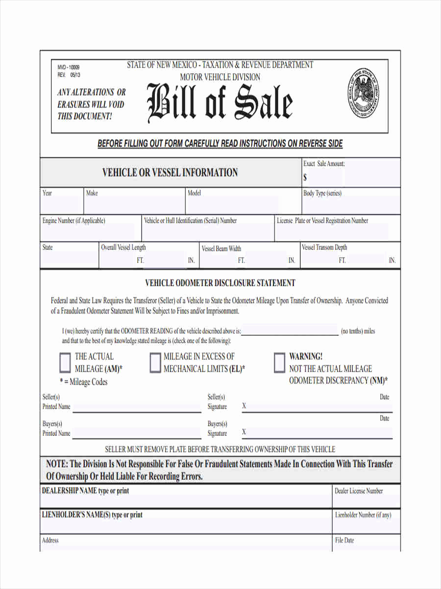 Standard Bill Of Sale Beautiful 6 Business Bill Sale form Sample Free Sample