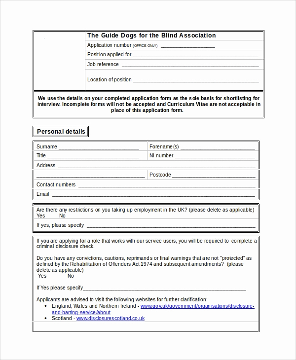 Standard Job Application form Lovely 25 Sample Job Application forms