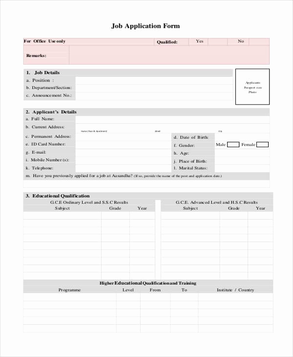 Standard Job Application form New 9 Job Application Samples Free Sample Example format