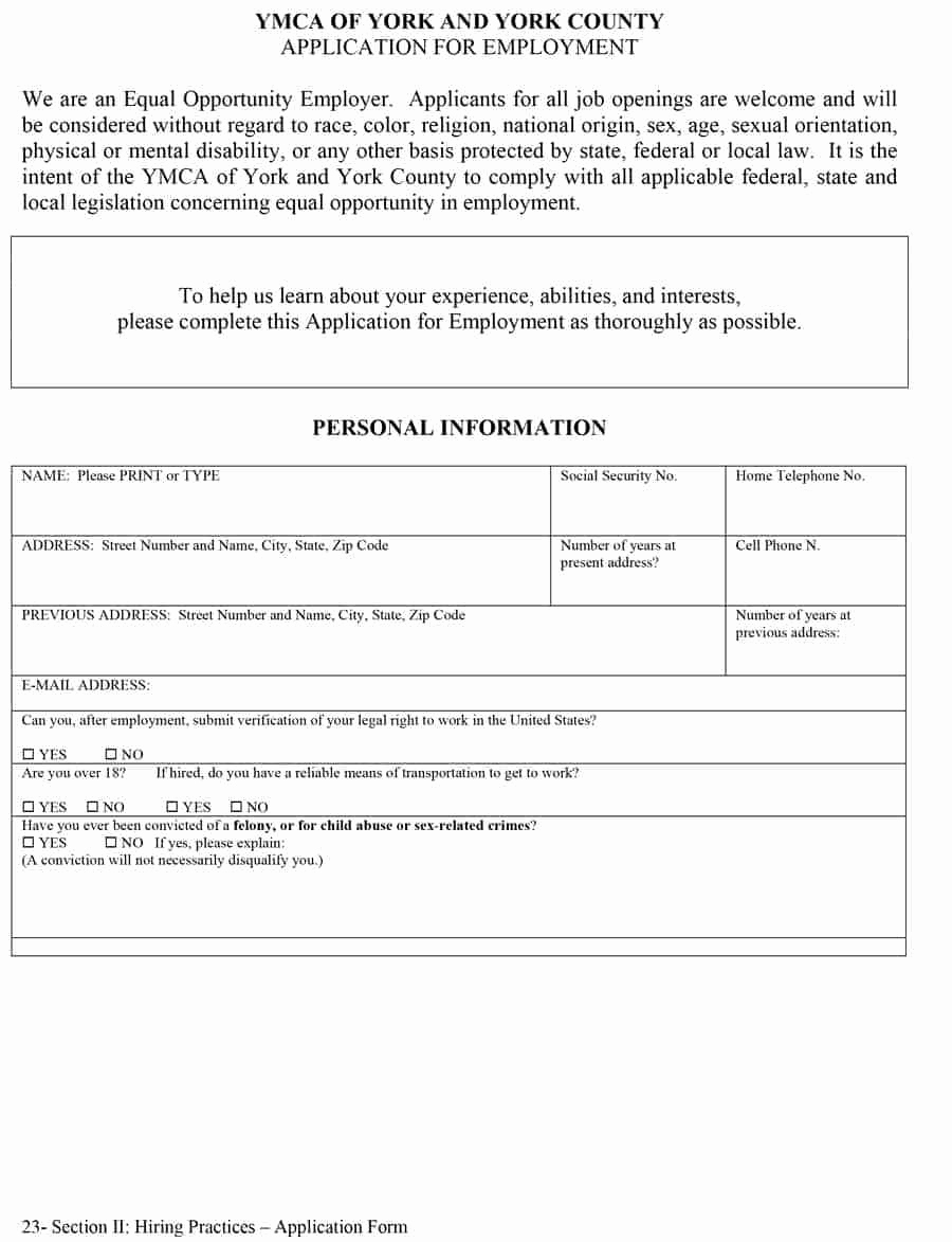 Standard Job Application format Fresh 8 Free Standard Job Application form Template format