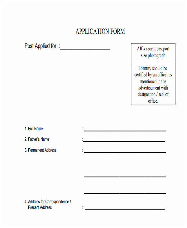 Standard Job Application format Lovely 49 Job Application form Templates