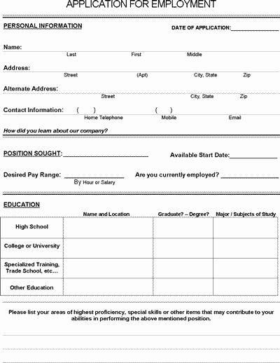 Standard Job Application forms Awesome Job Application form Pdf Download for Employers