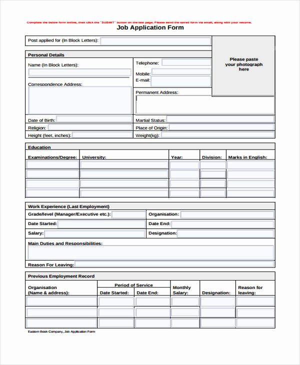 Standard Job Application forms Best Of 9 Sample Standard Job Application form Free Sample