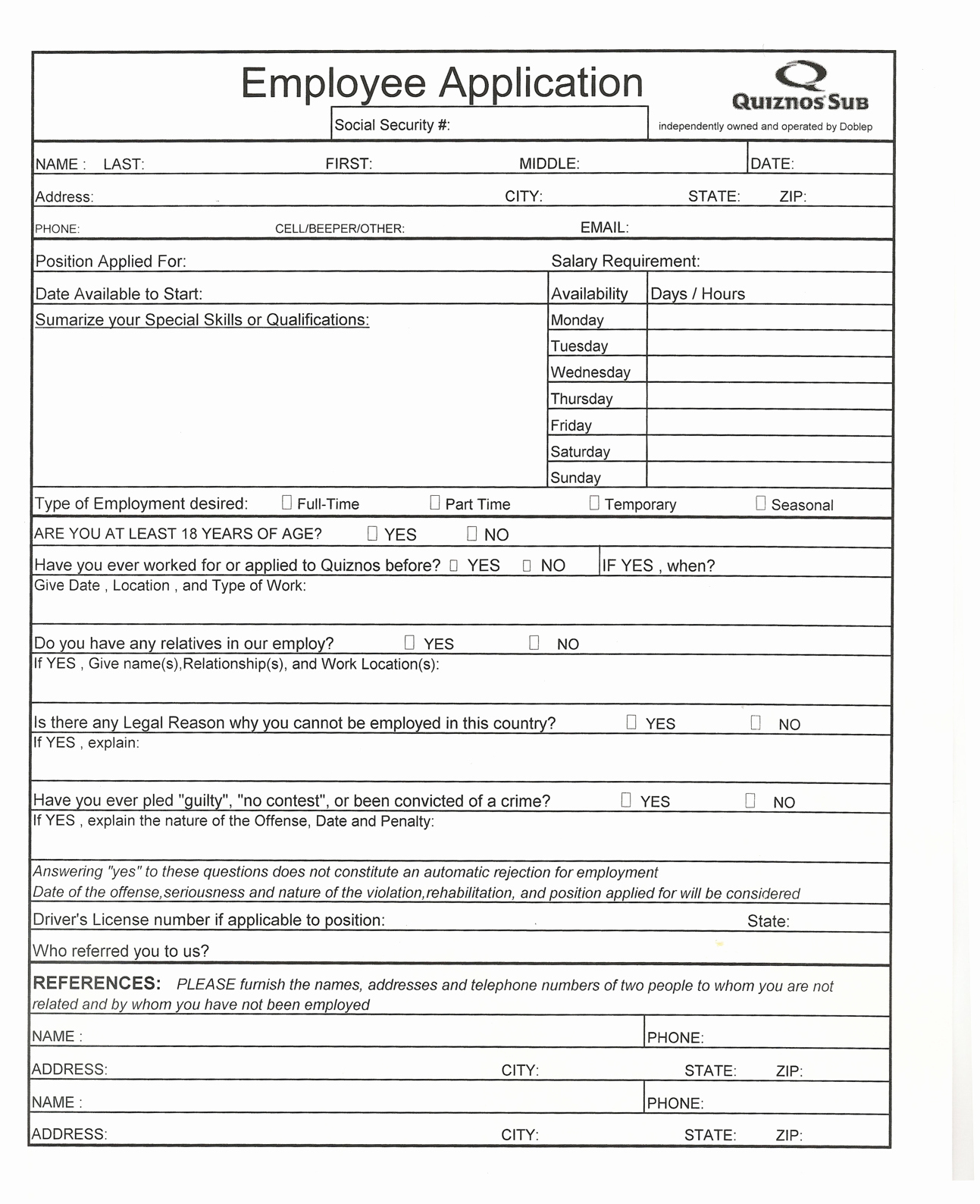 Standard Job Application forms Luxury Standard Job Application form Printable Employee