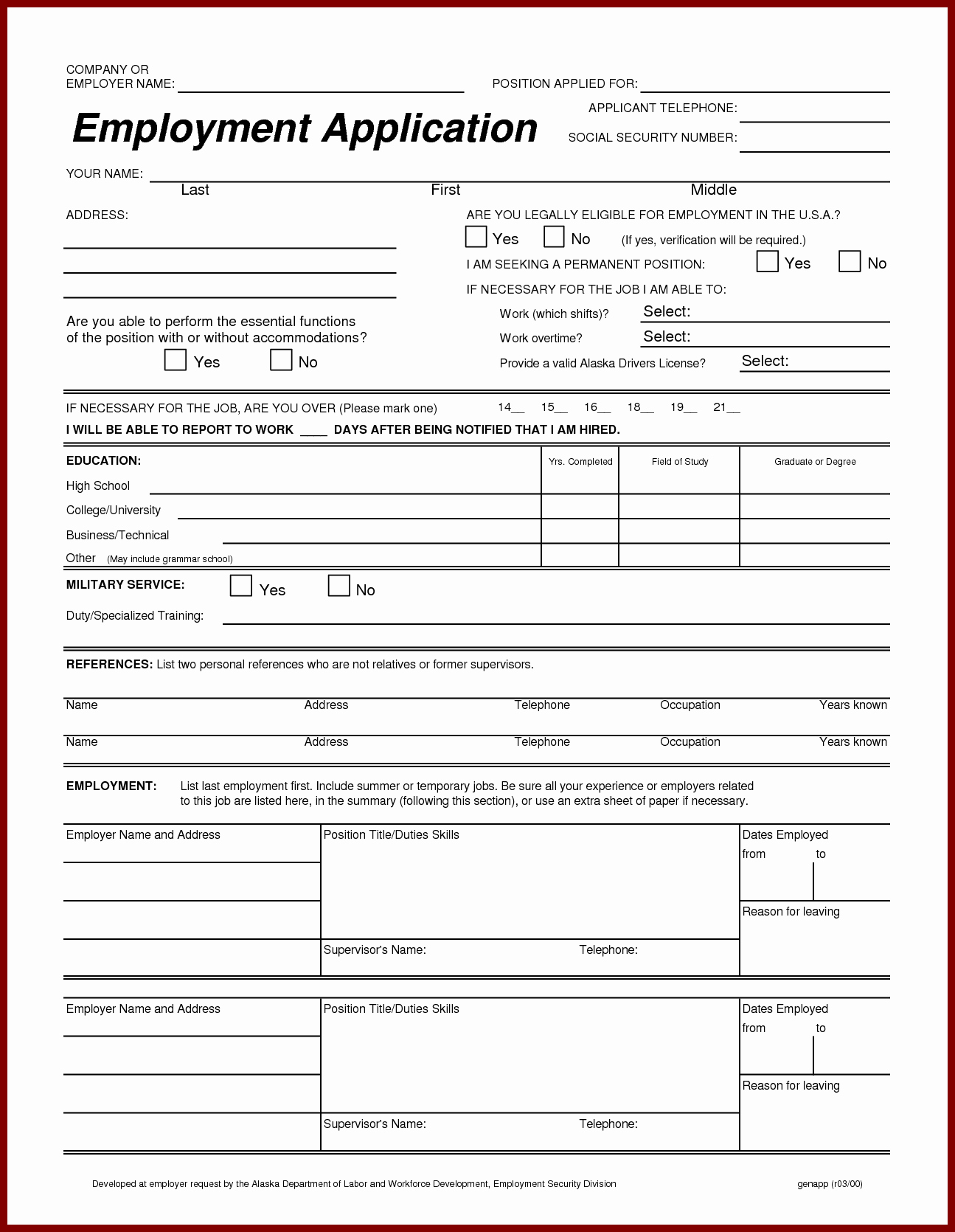 Standard Job Application forms New Standard Job Application form Printable 1295