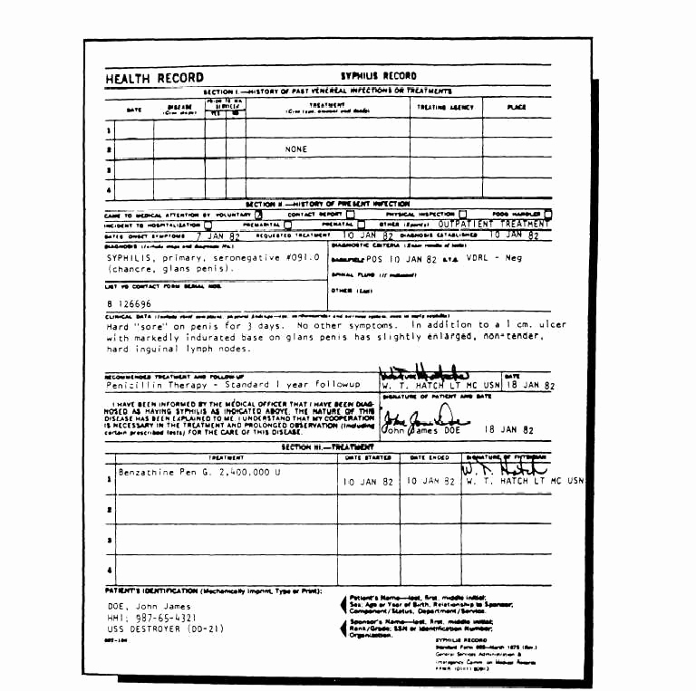 Standard Medical Records Release form Awesome Figure 10 8 Standard form 602 Syphilis Record Front