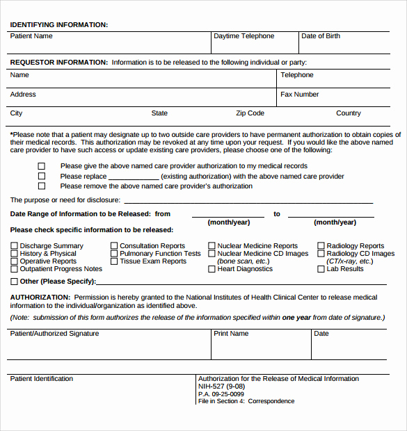 Standard Medical Records Release form Lovely 7 Medical Records Request forms Download for Free