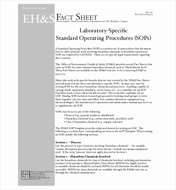 Standard Operating Procedure Example Lovely 13 Standard Operating Procedure Templates Pdf Doc