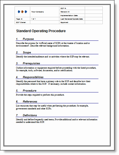 Standard Operating Procedure Sample Pdf Beautiful 9 Standard Operating Procedure sop Templates Word