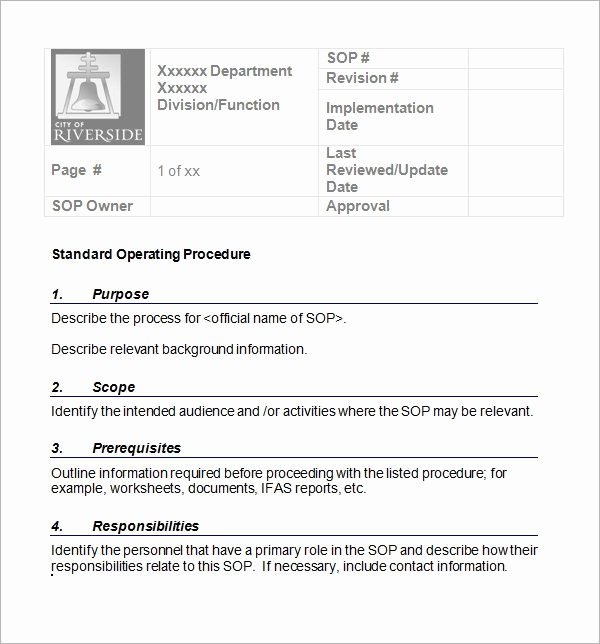 Standard Operating Procedure Sample Pdf New 22 Sample sop Templates Pdf Doc