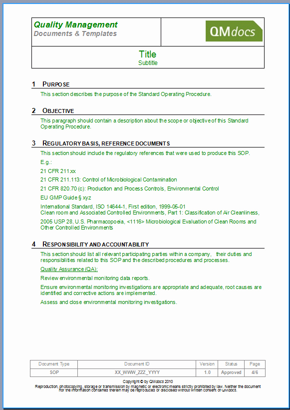 Standard Operating Procedures Template Lovely 6 sop Templates formats Examples In Word Excel