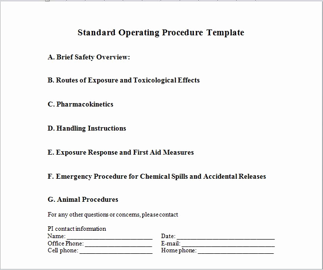 Standing Operating Procedures format Fresh 37 Best Standard Operating Procedure sop Templates