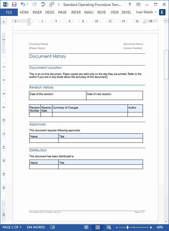 Standing Operating Procedures format Lovely Procedure Template – Ms Word Standard Operating Procedure