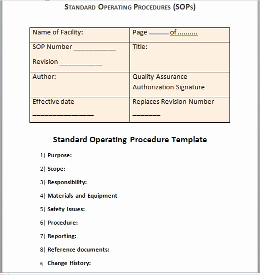 Standing Operating Procedures format Unique 37 Best Standard Operating Procedure sop Templates