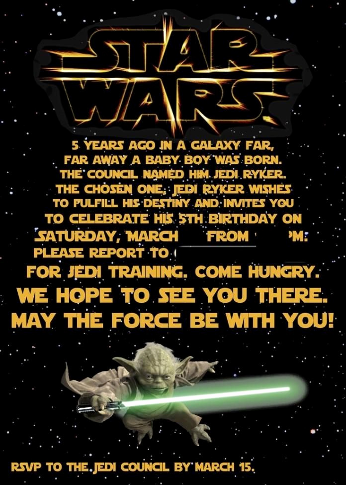 Star Wars Invitation Templates Awesome Free Printable Star Wars Birthday Invitations