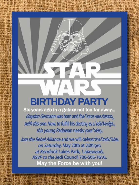 Star Wars Invitations Free Printable Beautiful Star Wars Birthday Invitation Printable by Graysgraphicdesigns